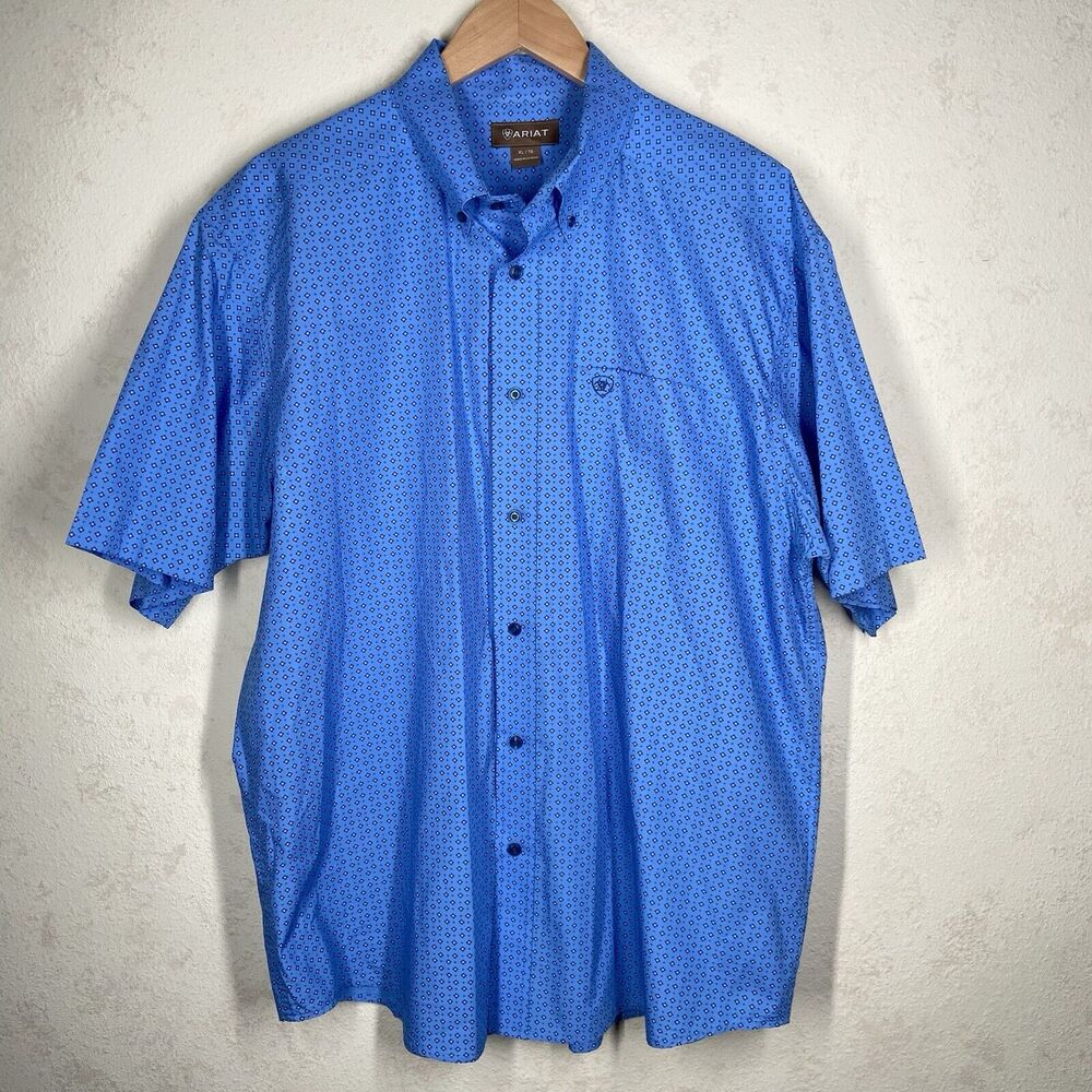 Ariat Dundee Shirt XL Blue Peony Short Sleeve Button Down Shirt